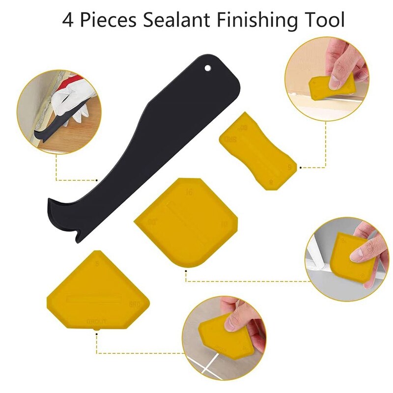 13Pcs Hand Caulking Tools Kit Caulk Remover Tools Silicone Sealant Finishing Tool Caulk Nozzle Applicator Finishing Tool