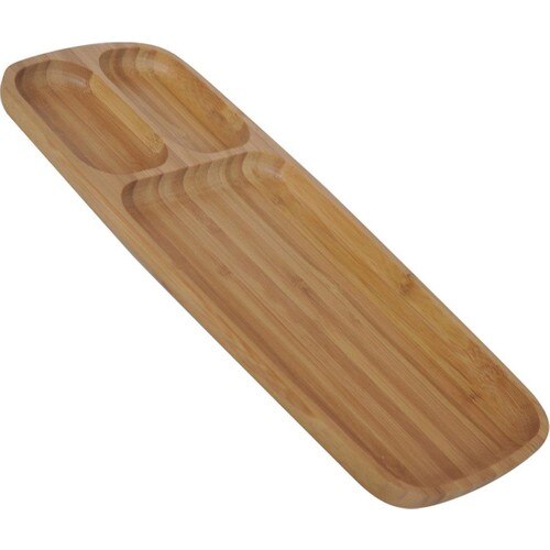 Bamboo Presentation Dish Bambum Flia - 3 Compartments Service Plate-Large Size