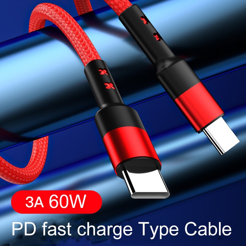 Nylon usb c til usb c kabel  (3ft/6ft 60w)  usb 2.0 type c ladekabel til ipad mini 6,  ipad pro, ipad air 4,  macbook