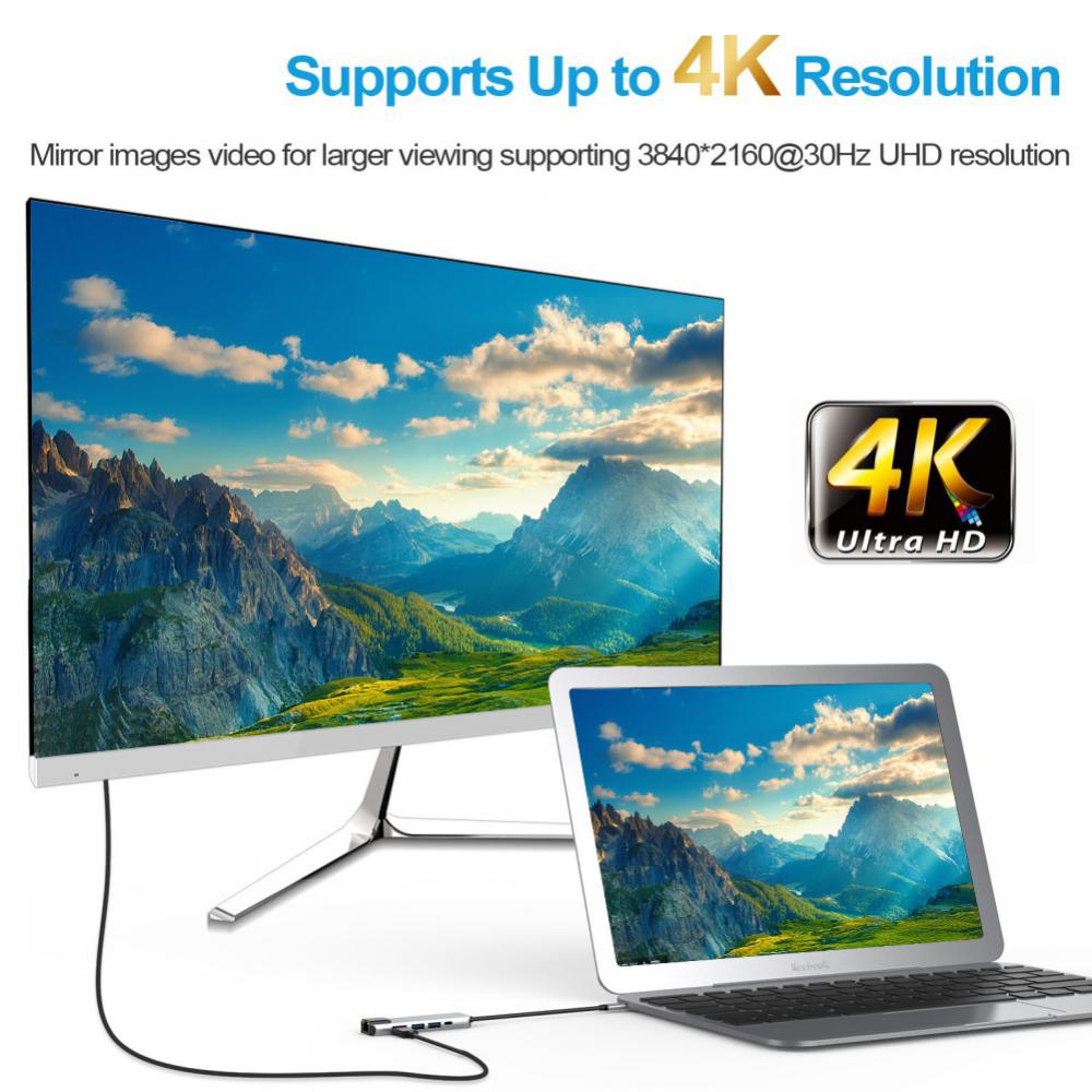 5 in 1 USB C Hub Typ C bis 4k HD Adapter mit Gigabit 1000m RJ45 Netzwerk Ethernet LAN Ladegerät Port Adapter für MacBook Pro