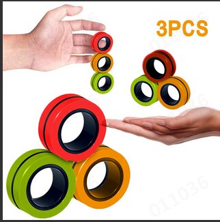 3pcs Fidget Spinner Funny Magnetic Bracelet Ring Unzip Toy Magic Ring Props Tools Anti Stress Figet Toys Stress Child Fidgets: D