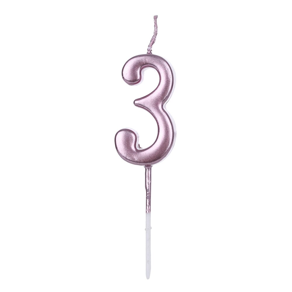 1 PC Gelukkige Verjaardag Nummer 0-9 Kaarsen Rose Gold Sliver Cake Topper Feestartikelen Cupcake Decor Cake topper: 3rose gold