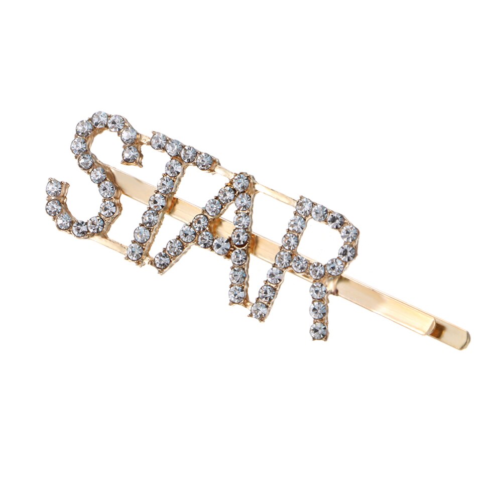 Letter Word Rhinestone Crystal Hairpin Hairgrip Hairclips Hair Clip Grip Pin Barrette Ornament Hair Accessories