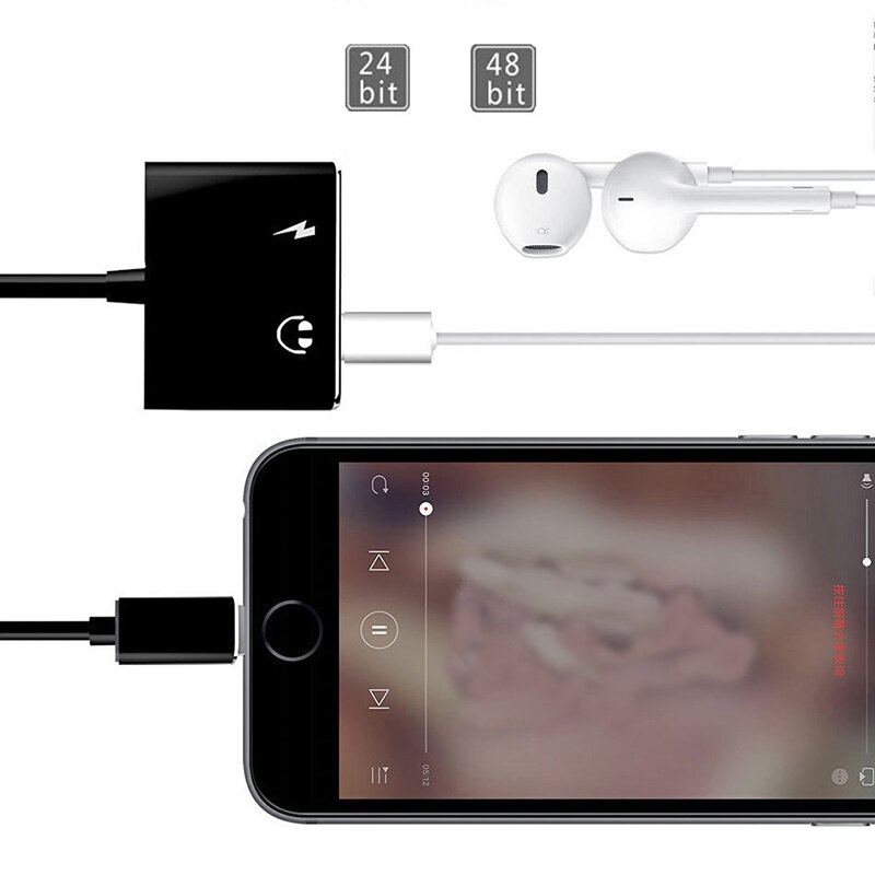 2-in-1 Male to Dual Lightning Jack Female Adapter for iPhone 7 8 12 11 Plus X Fast Charging Portable Quick Charger Audio Adaptor