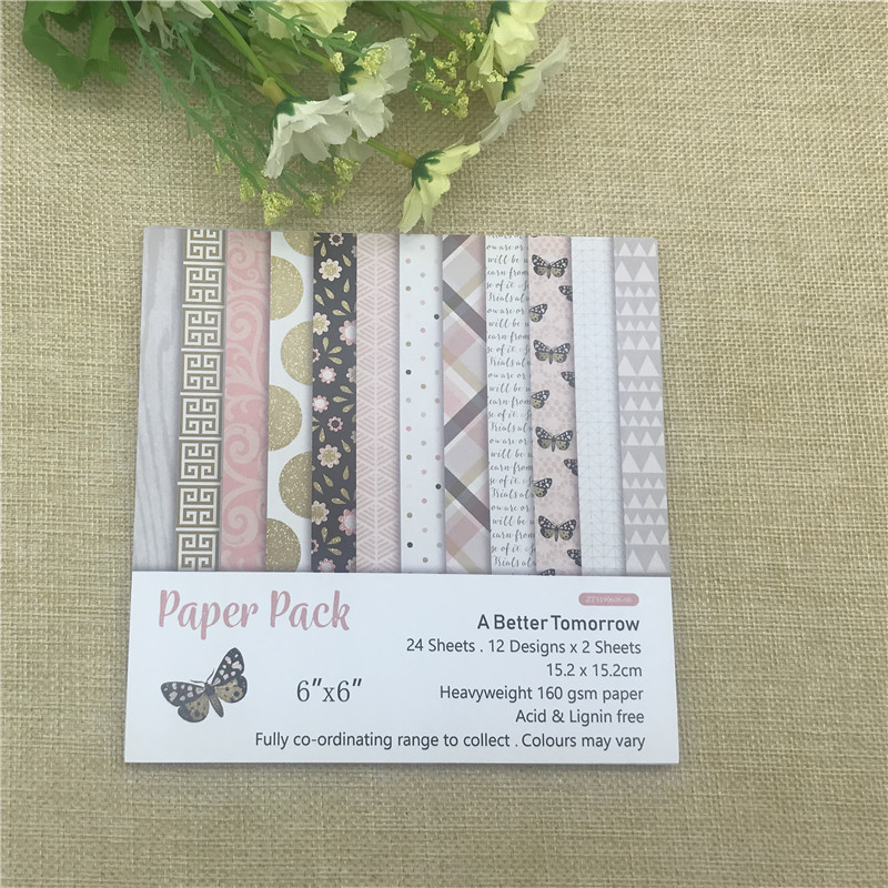 24 sheet 6"X6" Butterfly the flower patterned paper Scrapbooking paper pack handmade craft paper craft Background pad