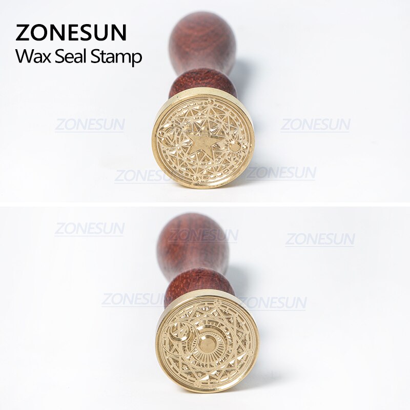 ZONESUN Badge Totem sello con mango de madera para embalaje sobres de cartas paquetes invitaciones de boda