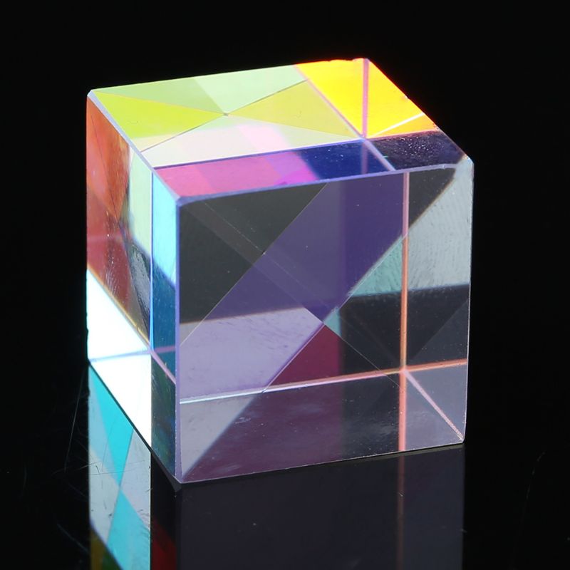 Cube dichroïque en verre optique, Cube dichroïque coloré, prisme triangulaire pour enseigner la physique du spectre lumineux