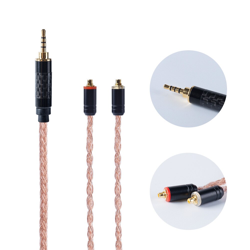 Cable de cobre y cristal HiFiHear de 16 núcleos de importación individual 2,5/3,5/4,4mm con conector MMCX/2pin para ZS10 AS10 AS16 C16 C10 V90: MMCX 2.5