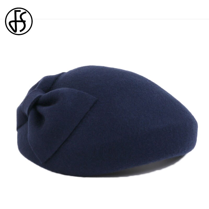 FS 100% Wool Black Pillbox Hats Fascinator For Women Wedding Felt Fedora Hat Derby Tea Party Formal Ladies Church Hats