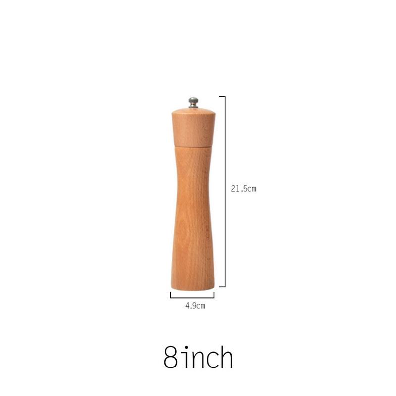 Beukenhout massief hout handmatige peper zwarte pepermolen kruiden keuken eiken kruidenmolen: 8 inch