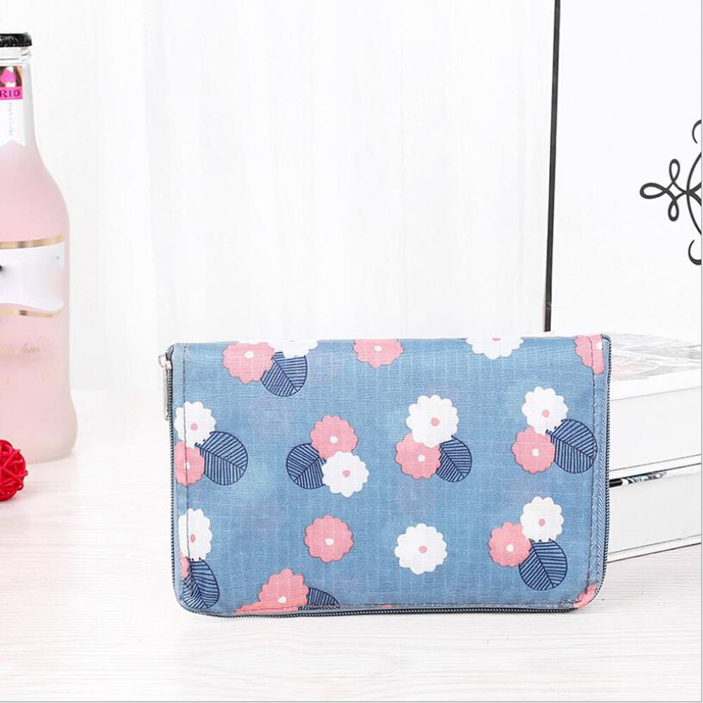 Eco Vriendelijke Opvouwbare Boodschappentas Vrouwen Handtassen Waterdichte Opvouwbare Herbruikbare Huishoudelijke Tassen Opbergzakken: blue flower