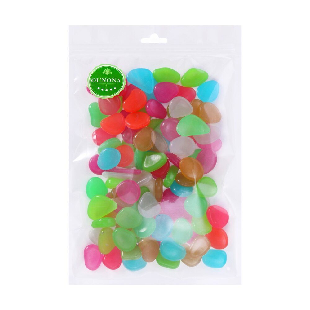 100 stuks lichtgevende keien, kiezelstenen, gloeiend in het donker voor aquarium, aquarium, grinddecoraties voor de tuin (blauw)