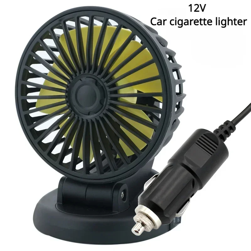 Bilvifte kjøling bil elektrisk vifte 360 ° justerbar 3 hoder usb /12v/24v vifte 2 hastighet stille kjøler for dashbord bobil lastebil suv: Khaki