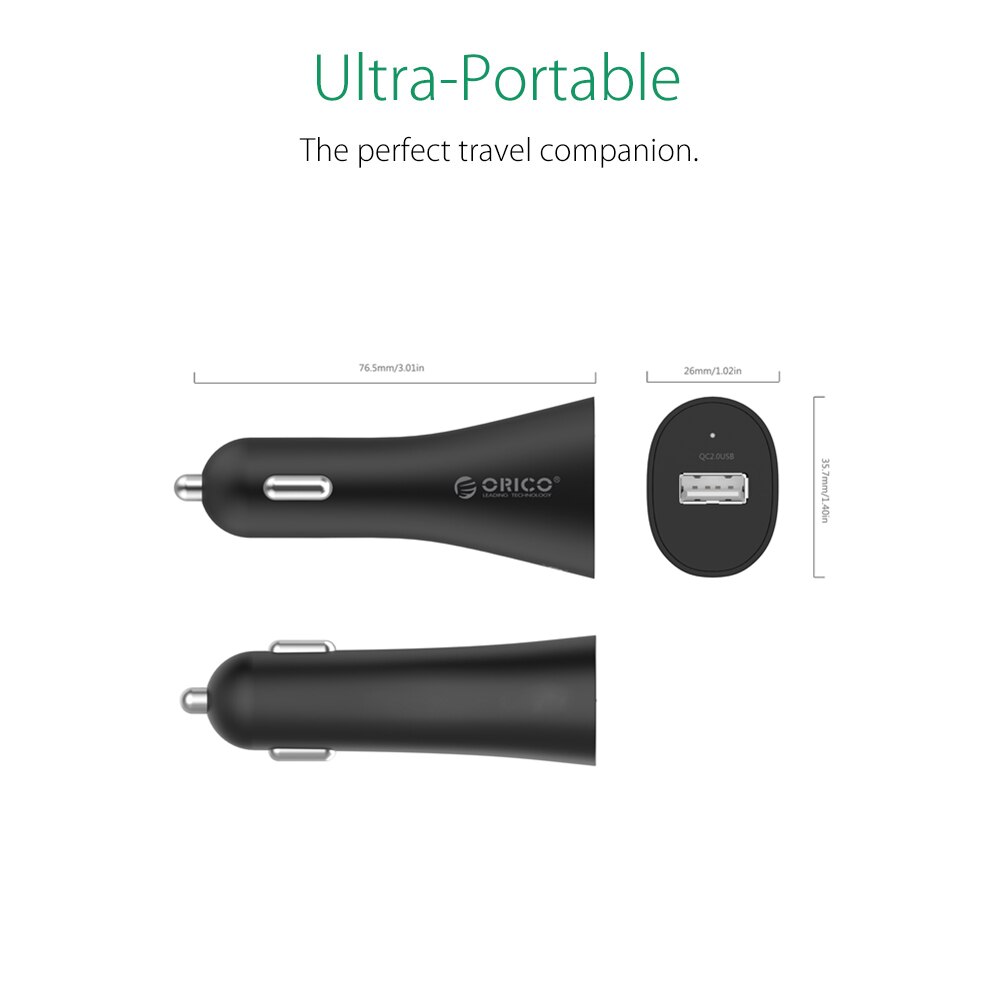 Orico Dual Port Usb Car Charger QC2.0 Universele Snelle Smart Auto-Oplader Usb Mini Charger Voor Xiaomi Huawei Samsung iphone
