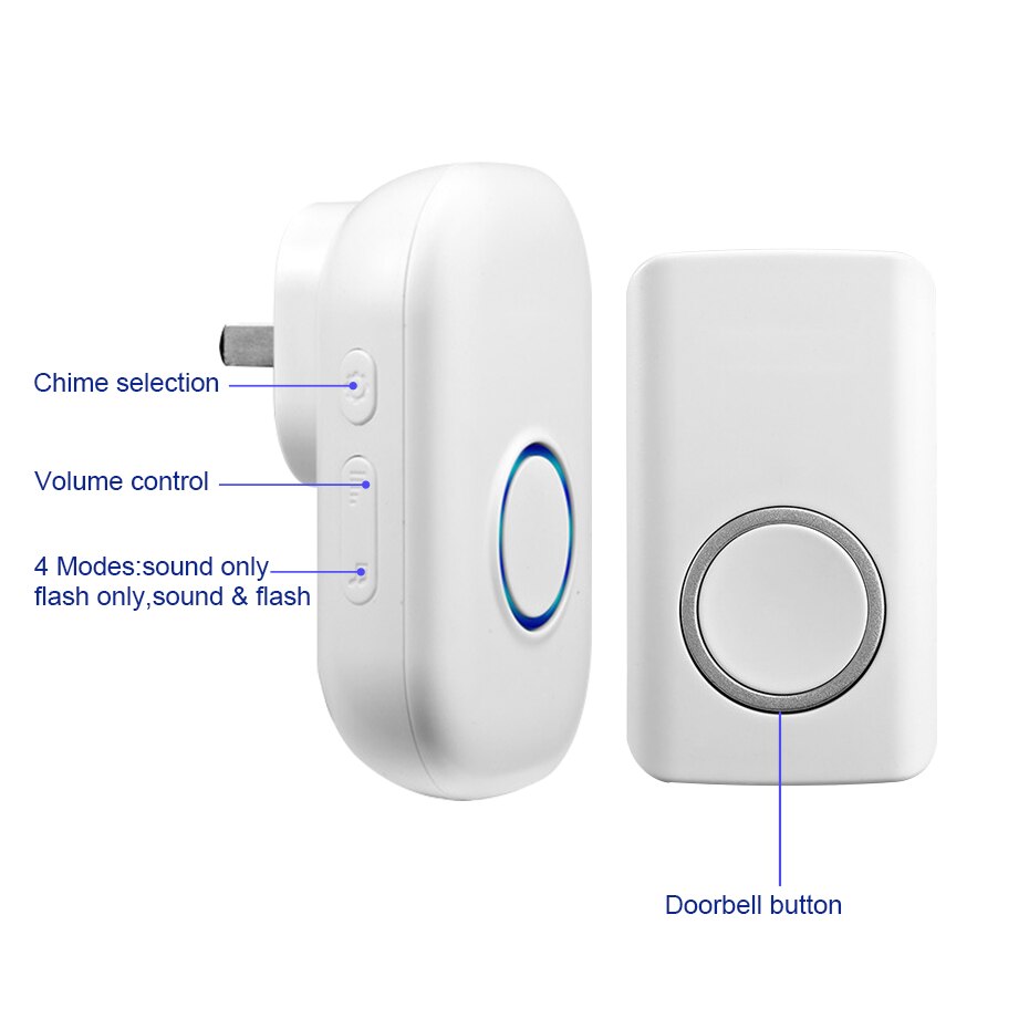 Self Power Wireless Doorbell Kinetic button Door bell 58 Melodies LED Indicator Door chime Wireless Kit receiver transmitter set