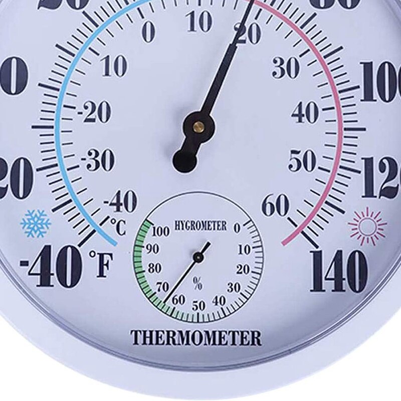 Indoor Outdoor Weather Thermometer Hygrometer, Garden Wall Thermometer for Patio,No Battery Hygrometer 10 inch Diameter