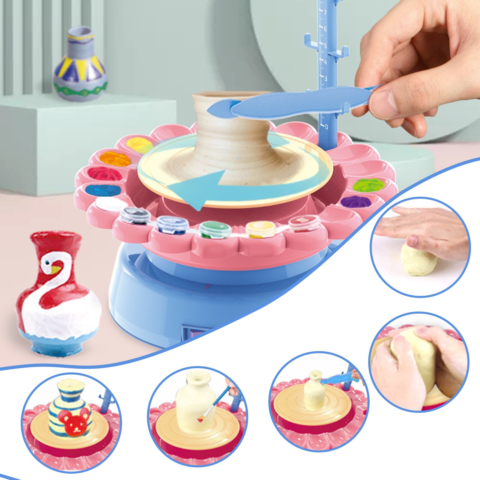 Ruota di ceramica elettrica Art Craft Kit arti e mestieri giocattoli per bambini ceramica che forma macchina giocattoli educativi di intrattenimento per bambini