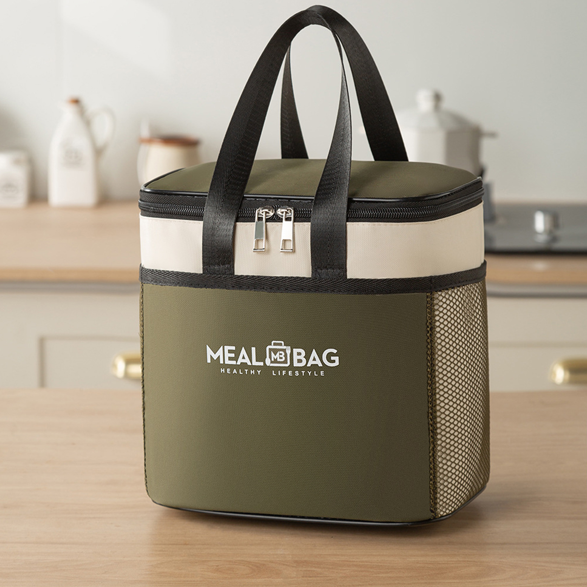 Portable lunch bag food insulated box Waterproof shoulder strap insulated box, hand-held lunch box bag, fresh aluminum DH: Brown