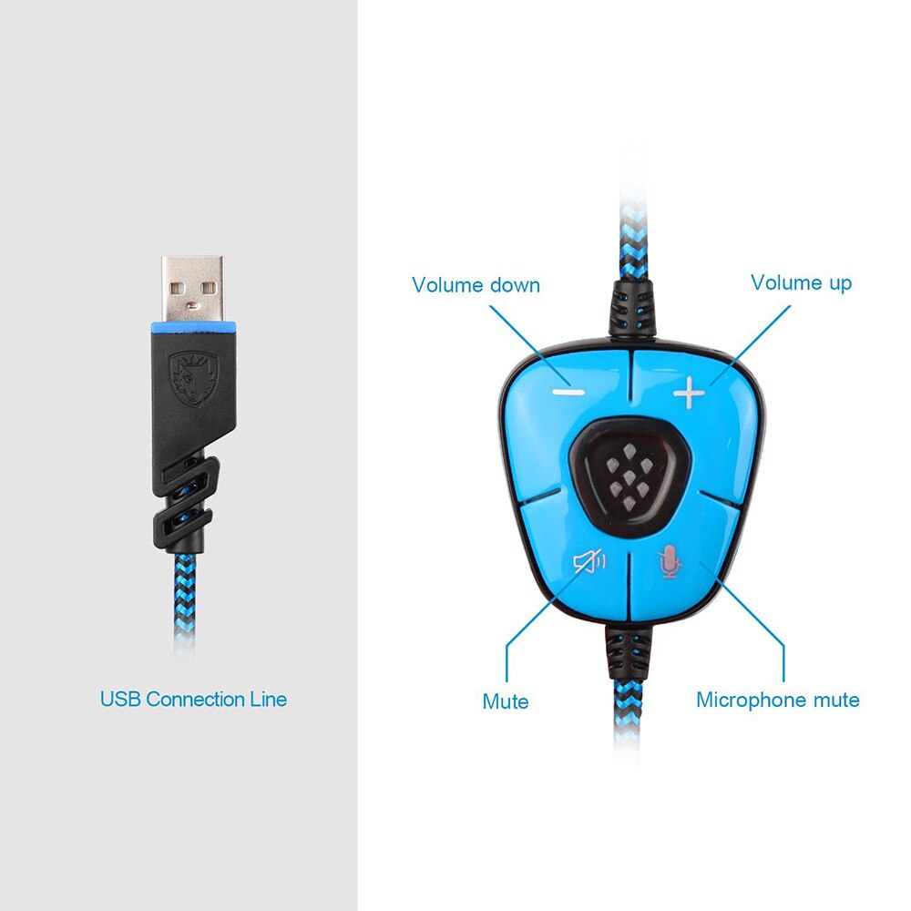 SADES SA-902 haute Performance 7.1 USB PC casque basses profondes jeu écouteurs avec LED Micphone pour joueur de jeux