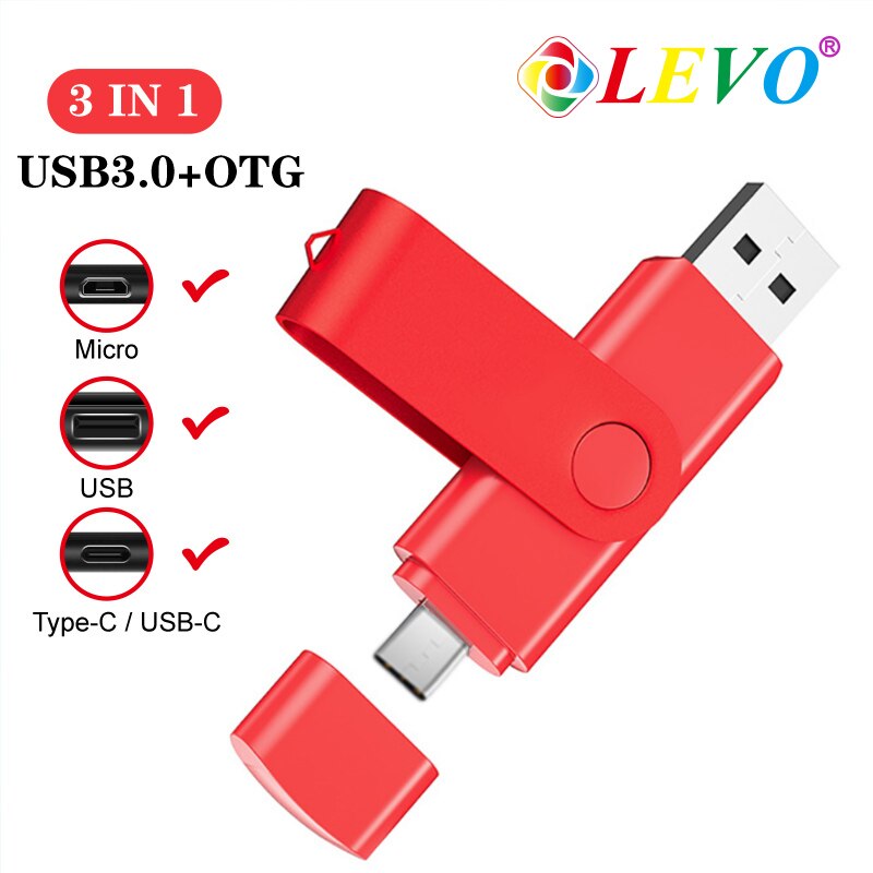 Szybki pendrive USB 3.0 OTG typu C 256 GB 512 GB pendrive16 GB 32 GB 64 GB 128 GB pendrive pendrive flash: Czerwony / 512GB