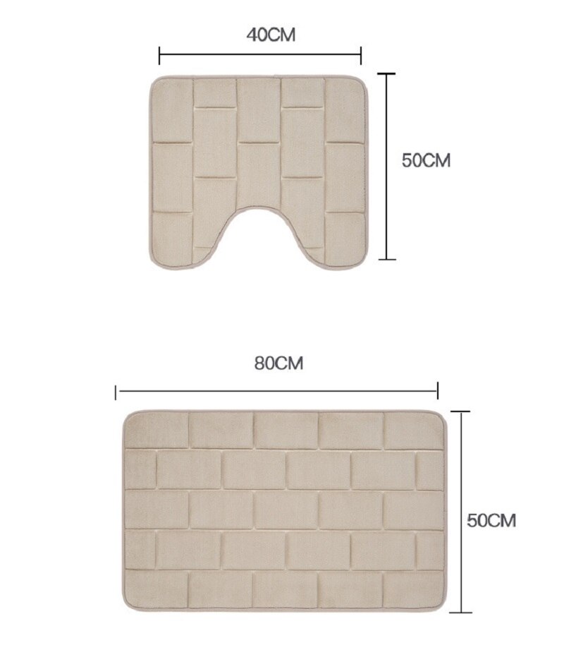 Inyahome Luxury Thick 2 Pieces Set Memory Foam Bathmat and Contour Toilet Rug Absorbent Washable Bathroom Rugs and Mats Carpets