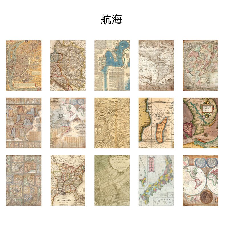 30 Uds. Mapa antiguo letras de flores página de música Material de fondo papel diario basura álbum de recortes papel decorativo Vintage para manualidades Diy: Caqui oscuro