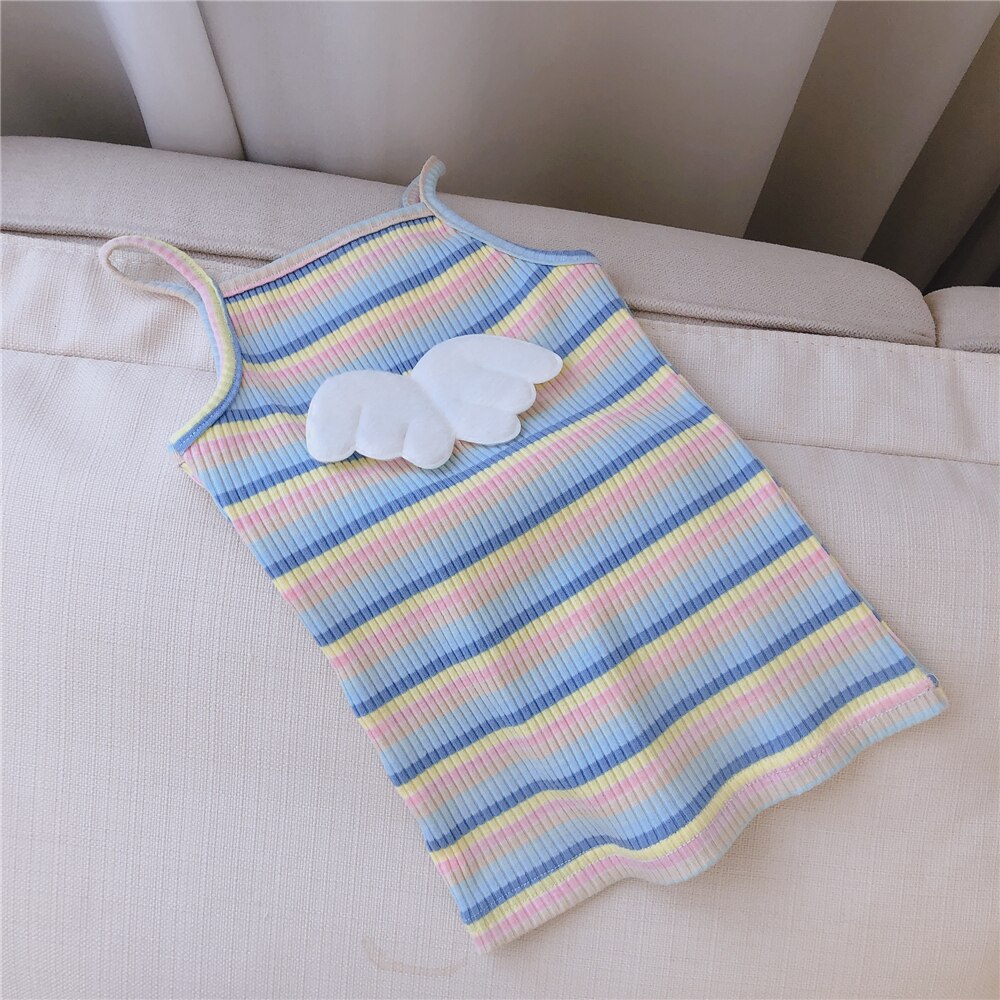 Jenter tank topper utskrift stripet fritid jente kamisole rød rosa blå sommer baby jente Vest topper barneklær: Blå / 5t