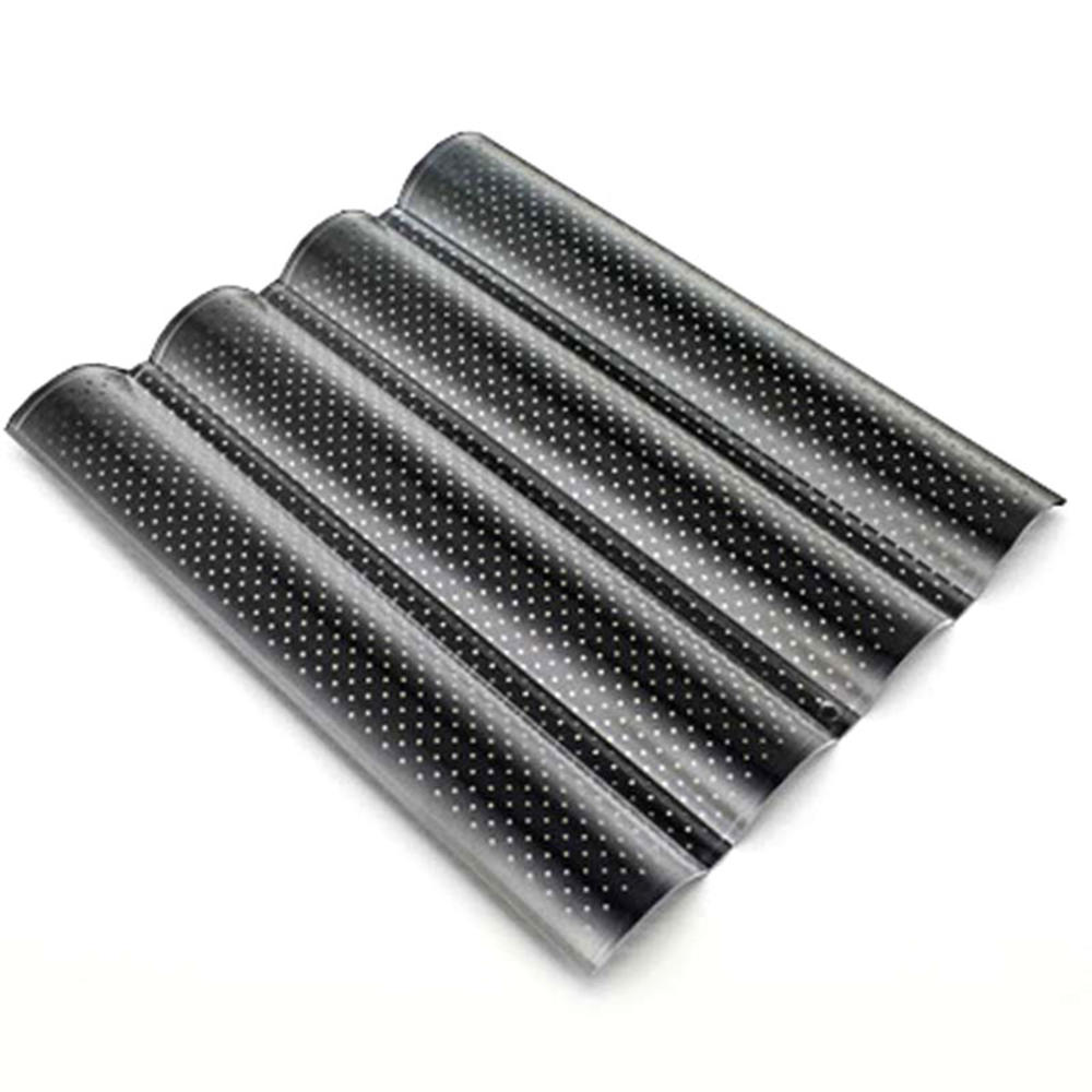 Cake Baguette Mold 2/3/4 Groove Baking Mold Bread Practical Baking Tool Pans: Black-L