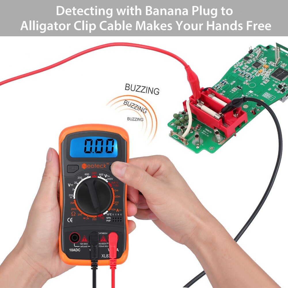 Neoteck Digital Multimeter AC DC Voltmeter Ammeter OHM Circuit Checker Tester Buzzer 1999 Counts Auto display Multimeter Tester