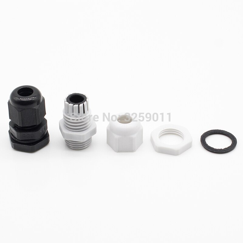 10PCS Cable Glands PG 9 Black White Waterproof Adjustable Nylon Connectors Joints With Gaskets 4-8mm For Electrical Appliances