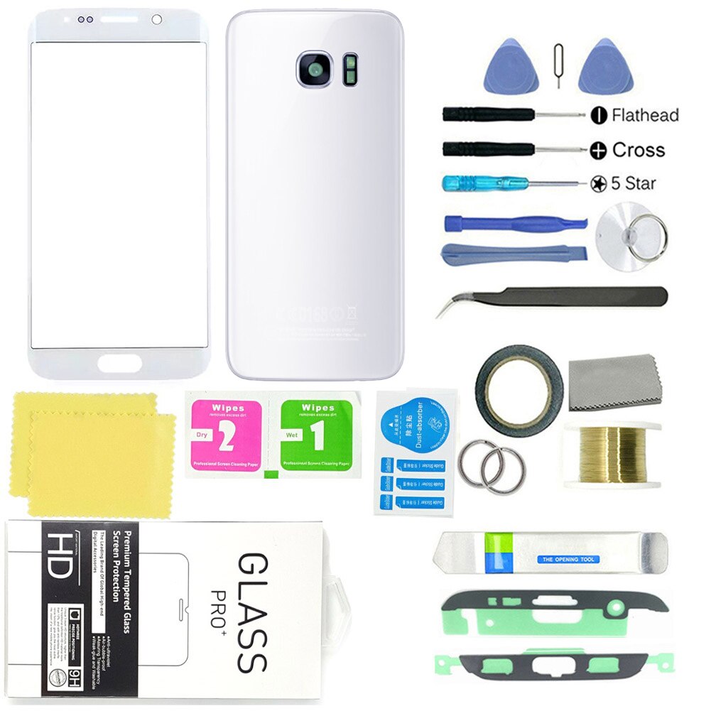 Gereedschapsset voor het vervangen van het glas van het touchscreen aan de voorkant van de samsung galaxy  s7 edge, voor het repareren van een gebroken glas