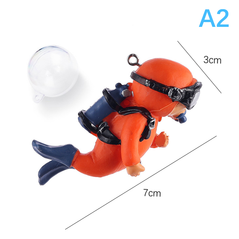 Resin Craft Ocean Scene Layout Accessories Aquarium Decoration Home Office Durable Miniature Fish Tank Floating Diver: green
