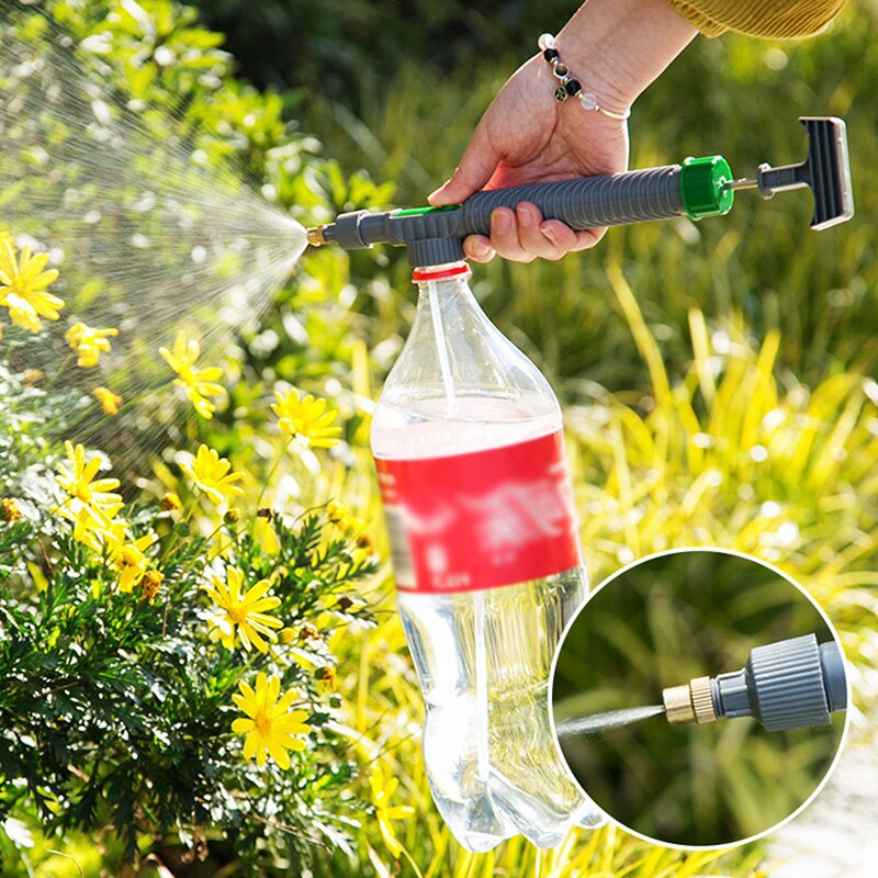 High Pressure Air Pump Manual Sprayer Adjustable Drink Bottle Spray Head Nozzle Garden Watering Tools Irrigation Garden Supplies