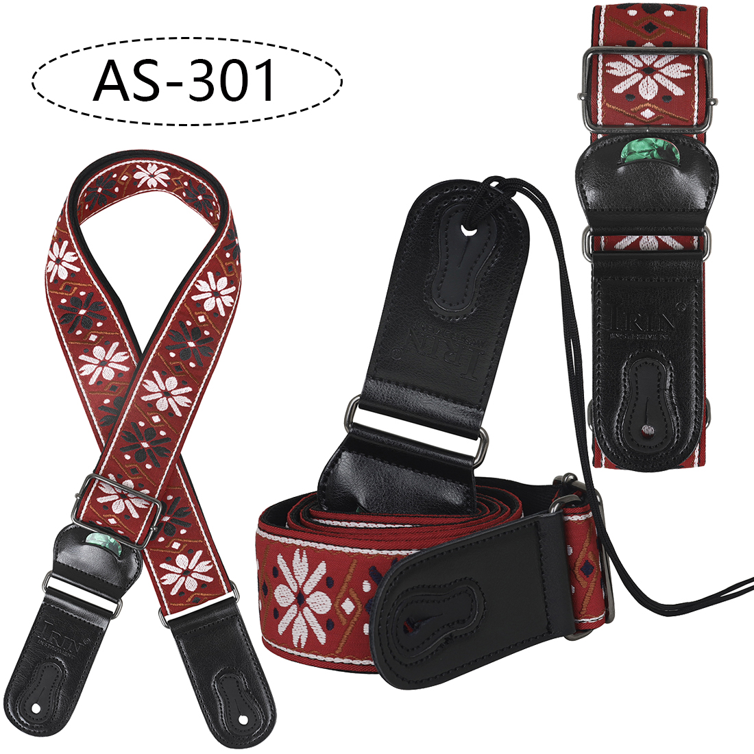 Correa de guitarra para bajo, correas bordadas de cuero y algodón, correa ajustable para el cuello con selección, accesorios para bajo y guitarra acústica eléctrica: Blanco