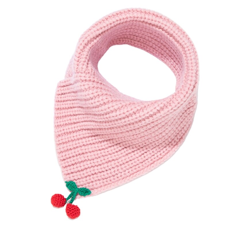 Kinderen baby winter gebreide driehoek sjaal cartoon kers snoepkleur halsdoek omslagdoek dikke gehaakte nekwarmer sjaal: Roze