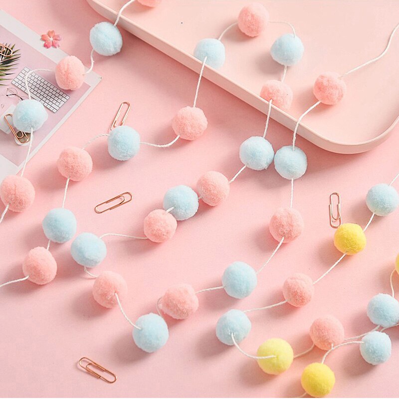 2.3M Babykamer Decoratie Macaron Gekleurde Haar Bal Kids Meisjes Decor Tent Beddengoed Bumpers Party Hanger Muur Opknoping Accessoire