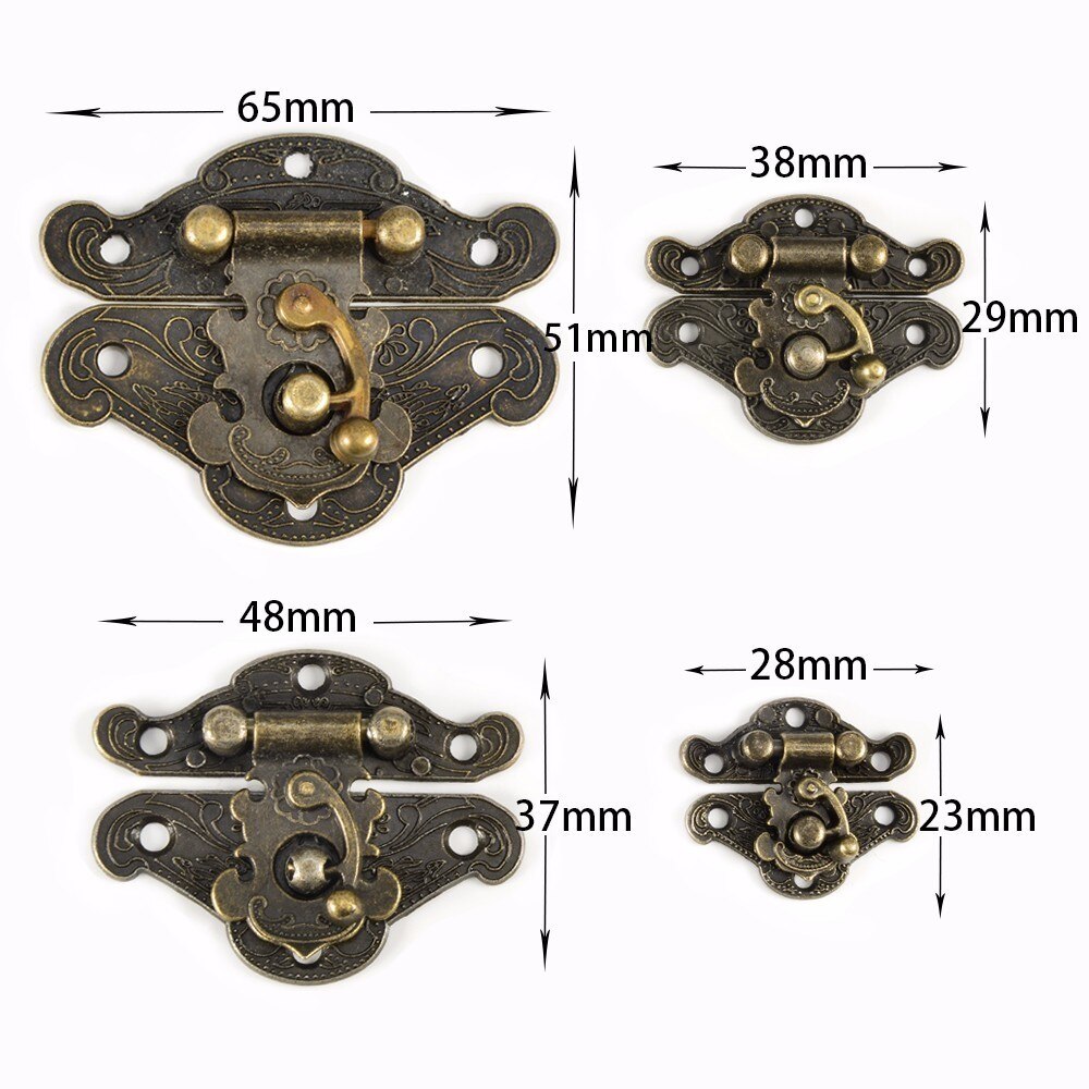 5pcs Antique Decorative Latch Vintage Jewelry Wooden Box Hasp Buckle Pad Chest Lock Retro Furniture Hardware Accessories