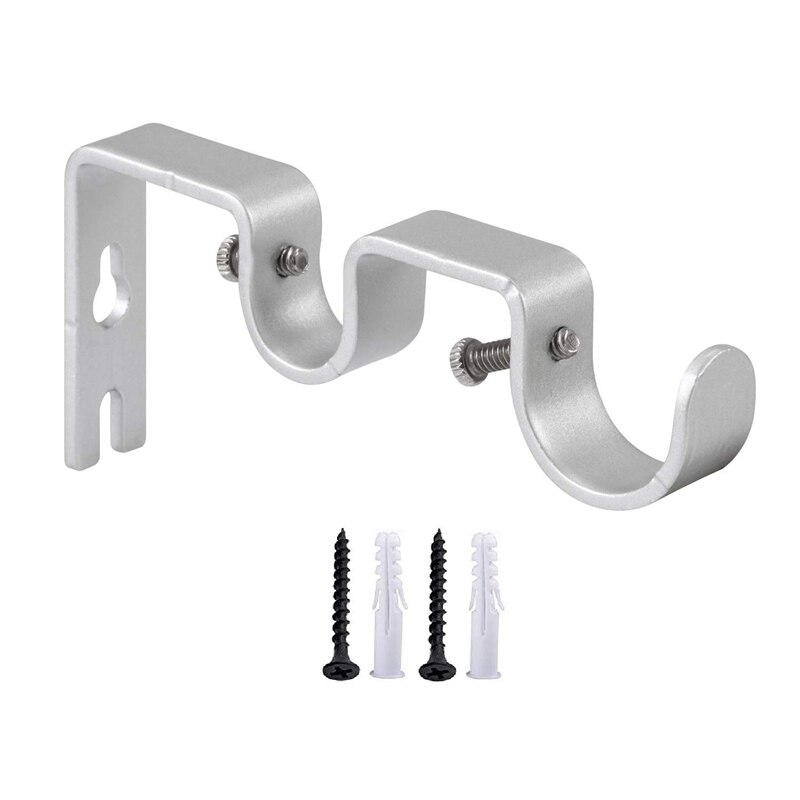 3 Stks/set Gordijnroede Beugels Heavy Duty Dubbele Stang Houders Duurzaam Metalen Gordijn Staaf Muur Beugels Met Schroef