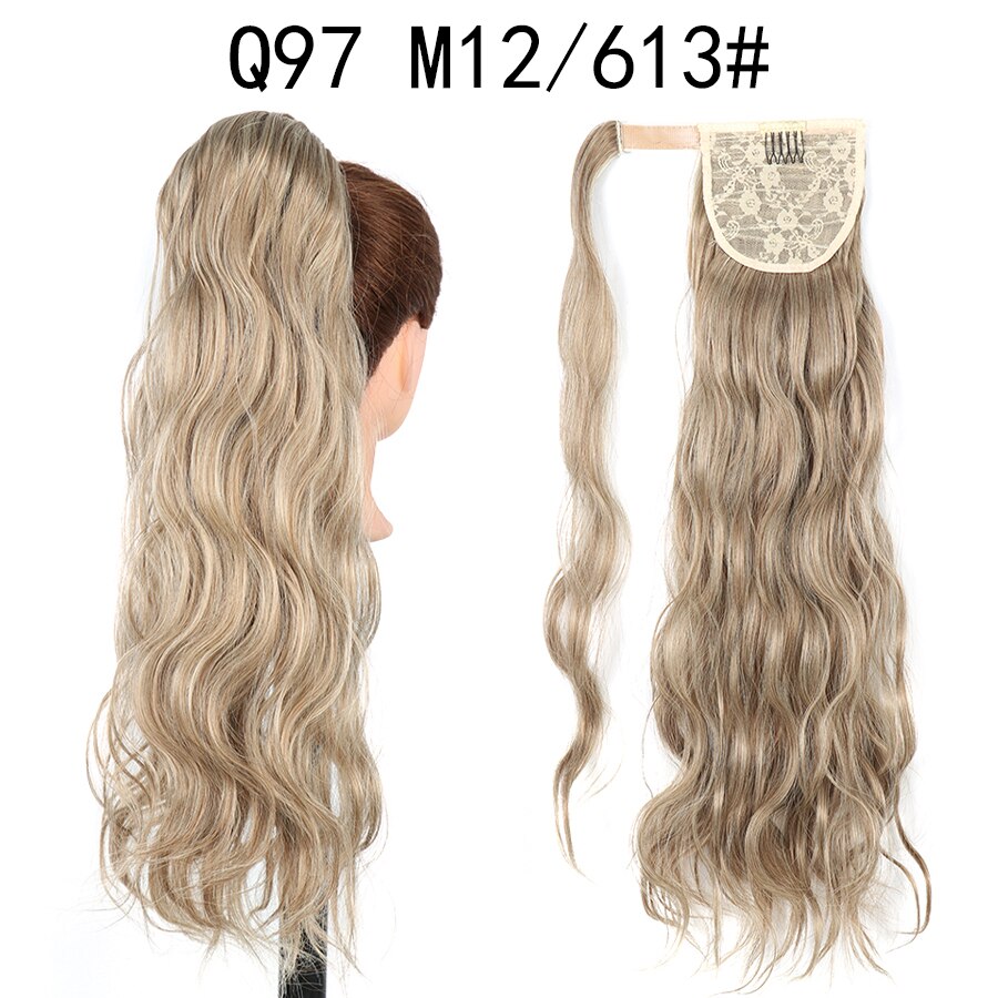 Hairpiece włosy w koński ogon rozszerzenie fałszywy ogon napowietrzny Natual faliste warkocze sznurek koński ogon z klipsami w syntetycznym: Q97-M12-613