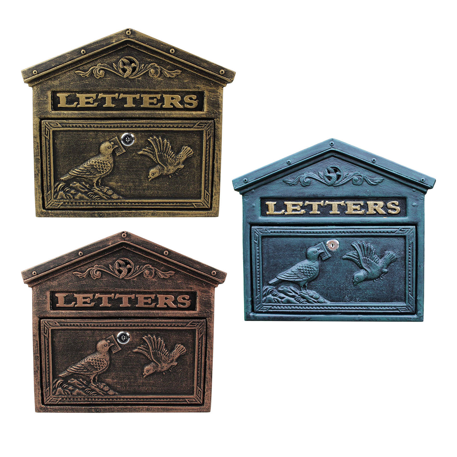 Waterproof pastoral style mailbox Retro Metal Wall Mounted Mailbox Bucket Newspaper Letter Box Post Garden Decor Box