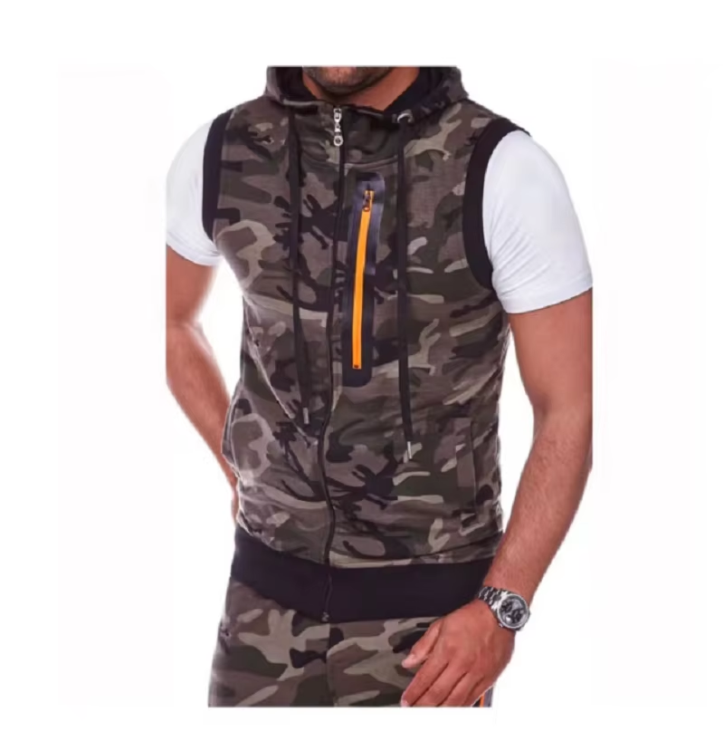 Mouwloze herenhoodies Mode Casual sweatshirt met rits en capuchon Heren bodybuilding tanktop sportief shirt vest vest gym