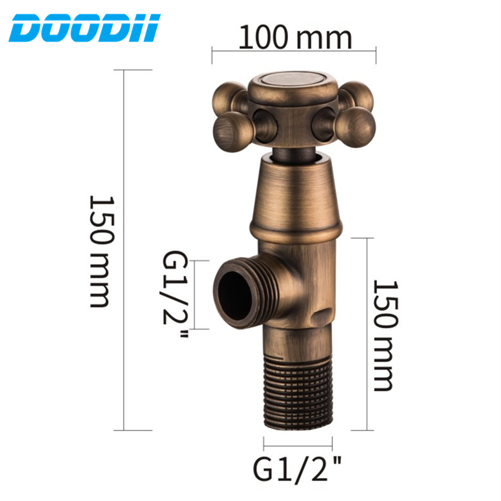 Angle Valves Antique Brass brushed Kitchen Bathroom Accessories Angle Valve for Toilet Sink Basin Water Heater DOODII