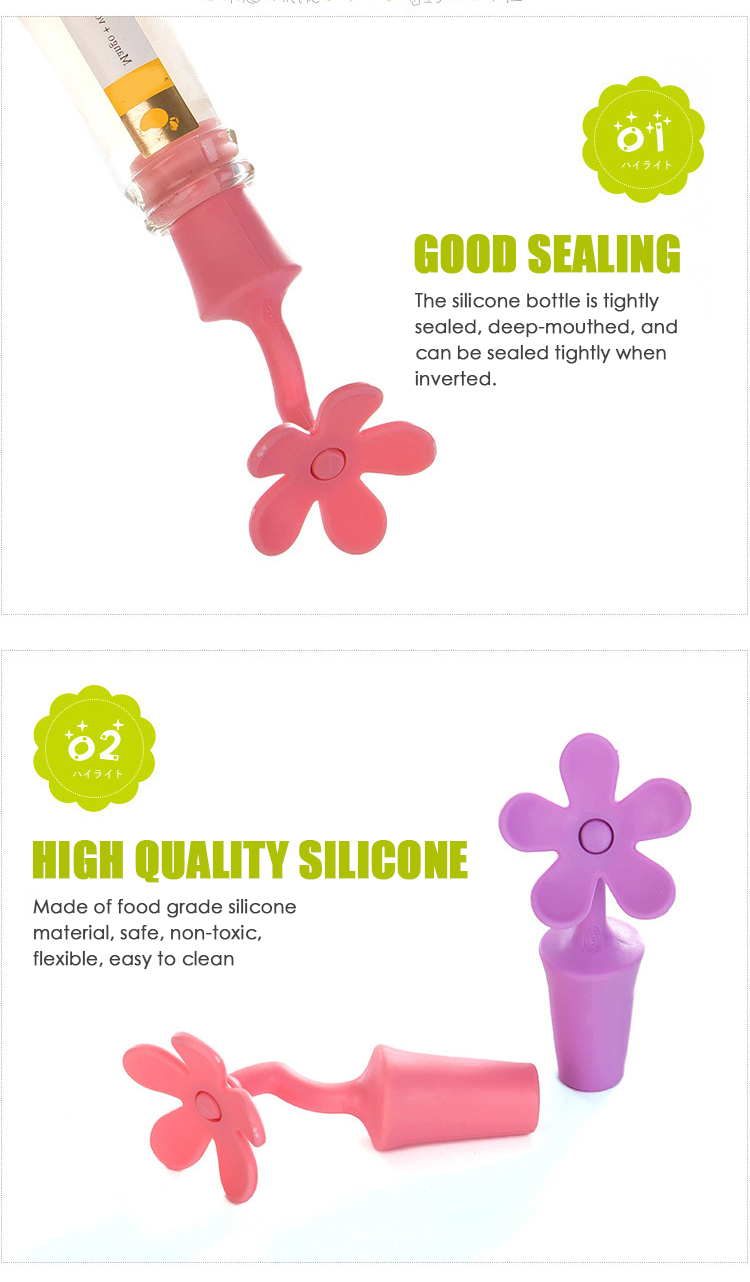 Tapón de silicona con forma de flor para botellas de vino, tapón de goteo para botellas de vino, cerveza, frasco con corcho, tapón sellador para botellas de vino, herramienta de cocina para Bar 1 unidad