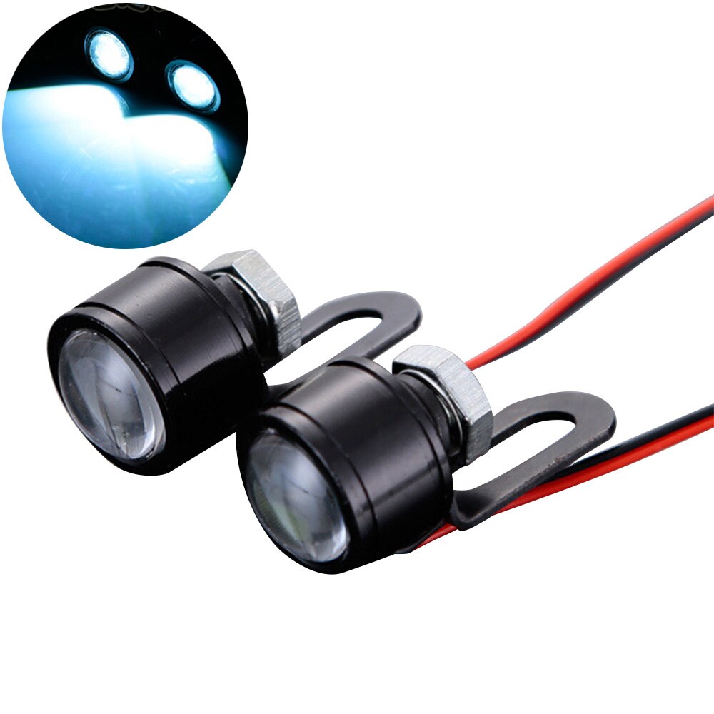 1 Pair LED Strobe Hawkeye DRL Tail Light Backup Lamp Motorcycle Mirrors Mount Eagle Eye Running Lamp: White