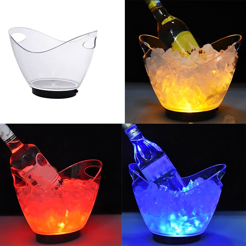 Barra de cubitera con luz LED gradiente de colores transparentes, recipiente para vino, vidrio, botella de cerveza, refrigerador de almacenamiento, cocina, herramientas al aire libre