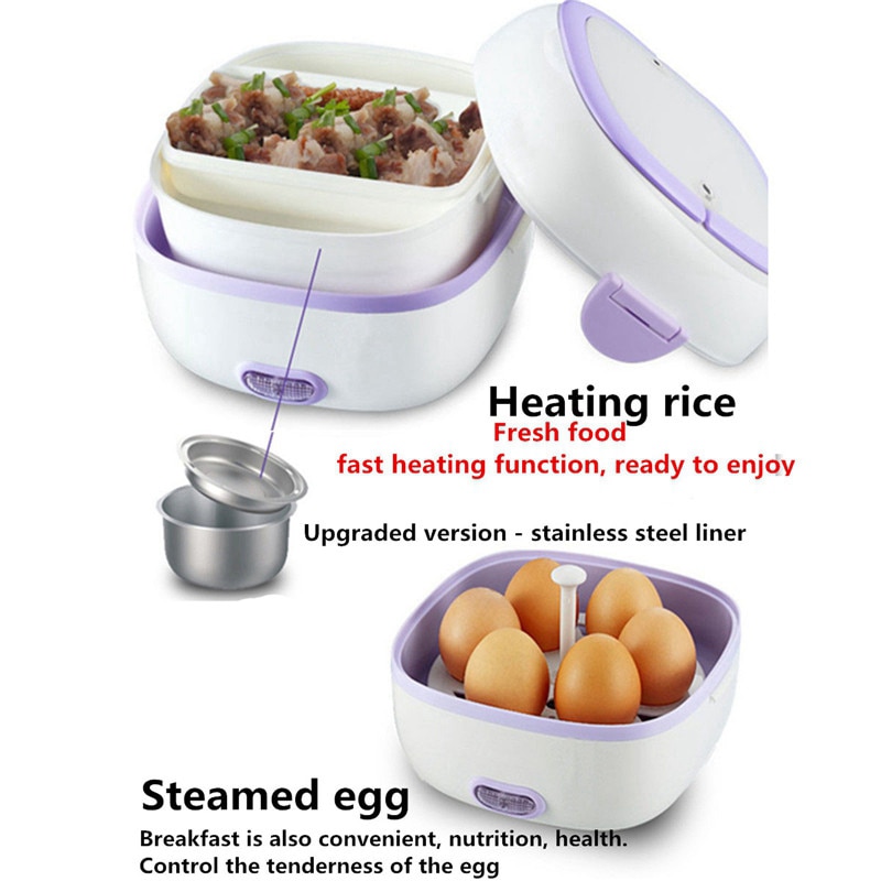 Multi-Function Electric Lunch Box Portable Food Heating Steamer Mini Rice Cooker