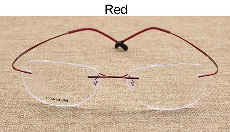 Mode Randloze Brillen Frame Optische Glazen Titanium Memory Alloy Recept Brillen voor Mannen en Vrouwen: Rood