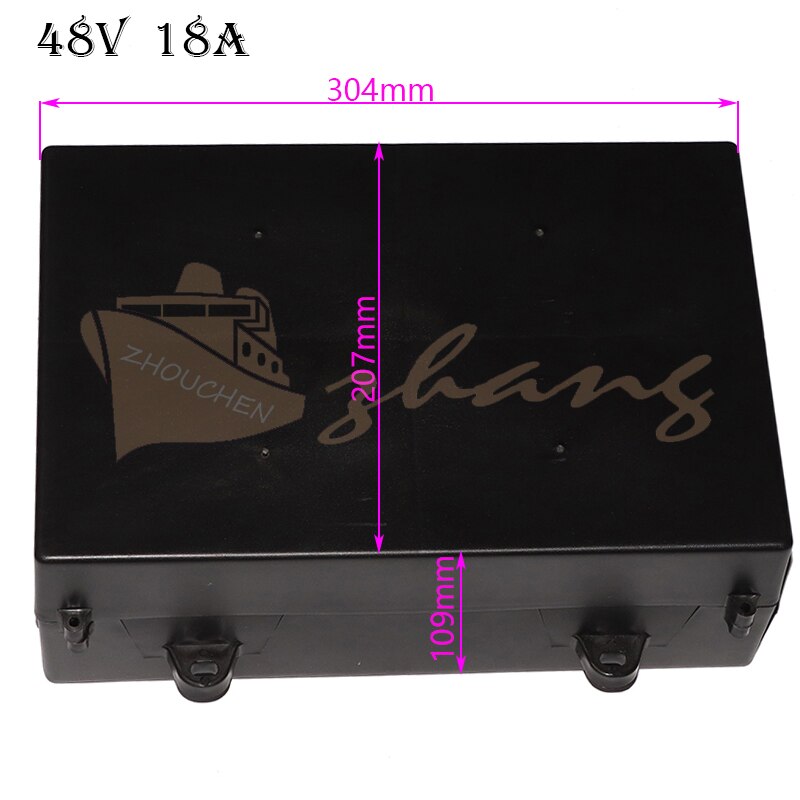 48 V lithium battery ABS plastic storage box for 12A or 18A battery power cylindrical installation: 18A
