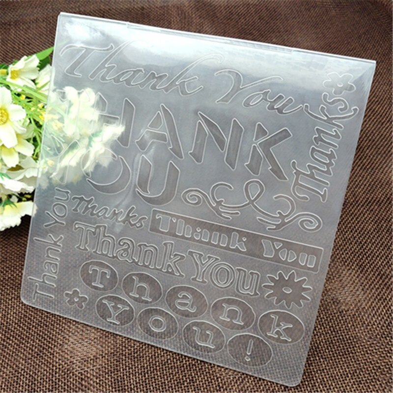Square Thank you plastic embossing folder for DIY scrapbook card envelop album frame decoration template