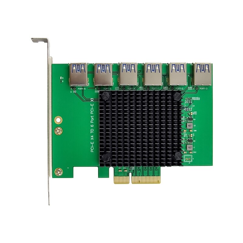 Pci Express Multiplier 1 Tot 6 USB3.0 Pcie X4 Om X1 Riser Card Voor Desktop Mijnwerker